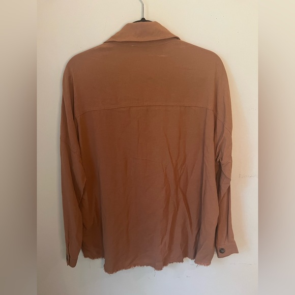 Women’s P CILL Burnt Orange Distressed Button-Up in Size S - Picture 5 of 5